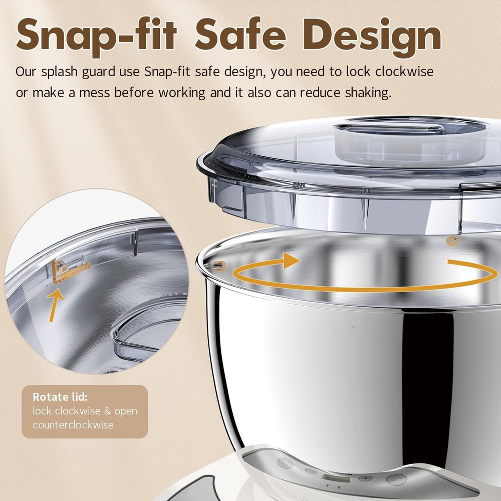 Dough Maker with Ferment Function, 5.5QT Dough Mixer Machine with 304 Stainle...