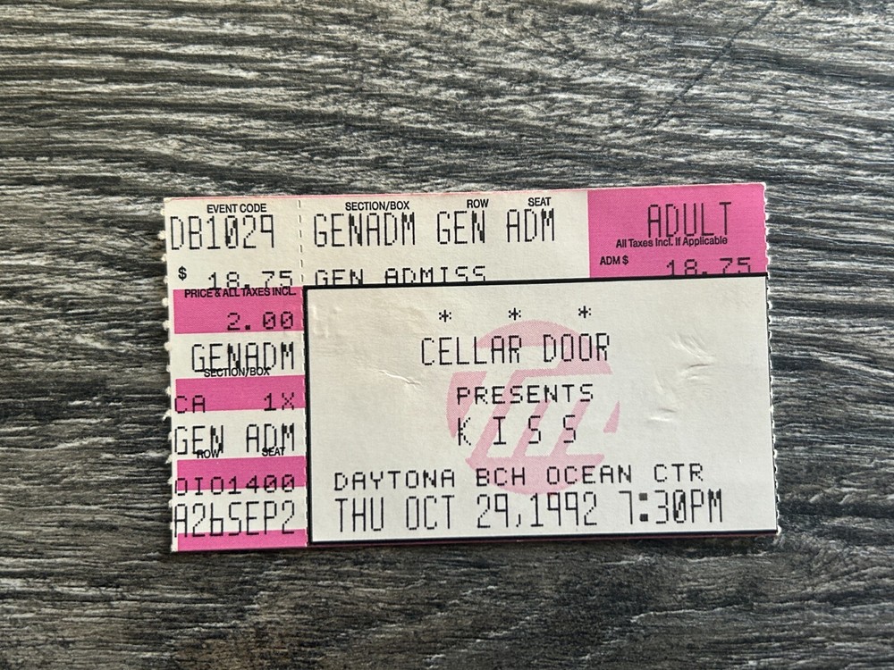 KISS TICKET STUB Daytona Beach Florida 1992 Revenge Concert Tour Vintage Kiss