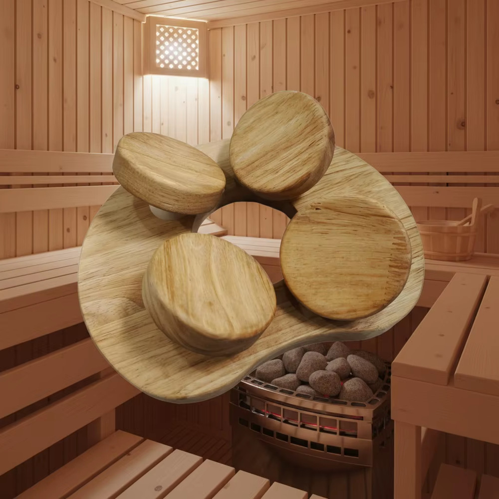 Wooden Sauna Headrest with Rotatable Disc,Sauna Accessory
