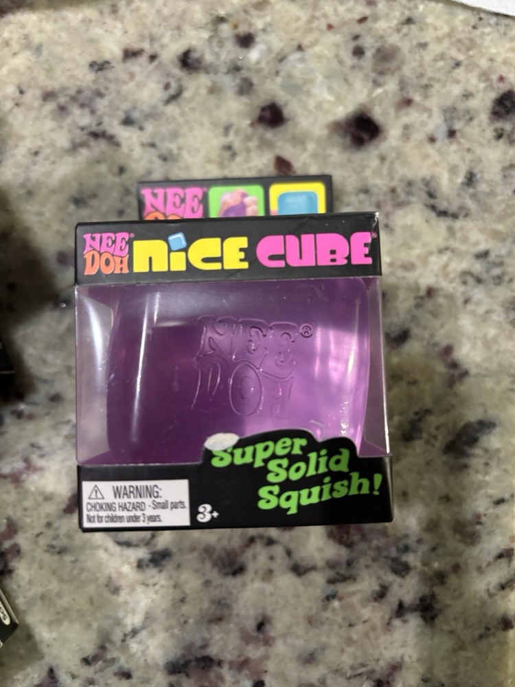 Nee Doh Nice Cube Super Solid Squish Purple Squeeze Toy for Ages 3+ 4-7 Years