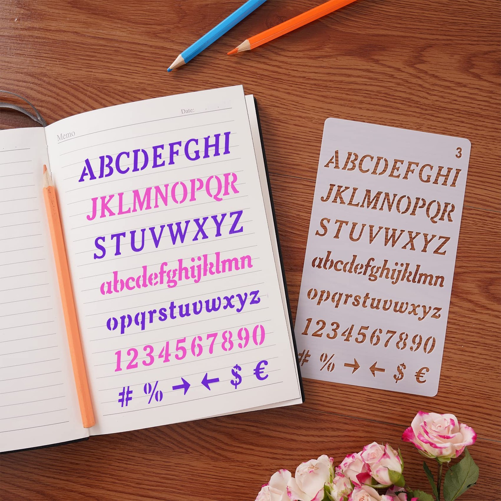 12Pcs Alphabet Letters Numbers Stencils for Painting Drawing Scrapbooking Cards