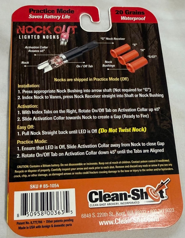 NockOut Lighted Nocks Red Universal Fit Single Nock for Compound Bow