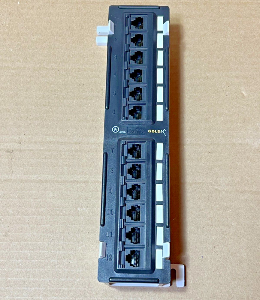 Gold X 12-Port Cat5e Cat5 Vertical Patch Panel Network Ethernet Wall Mount [C1]