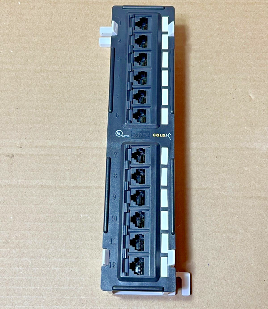 Gold X 12-Port Cat5e Cat5 Vertical Patch Panel Network Ethernet Wall Mount [C1]