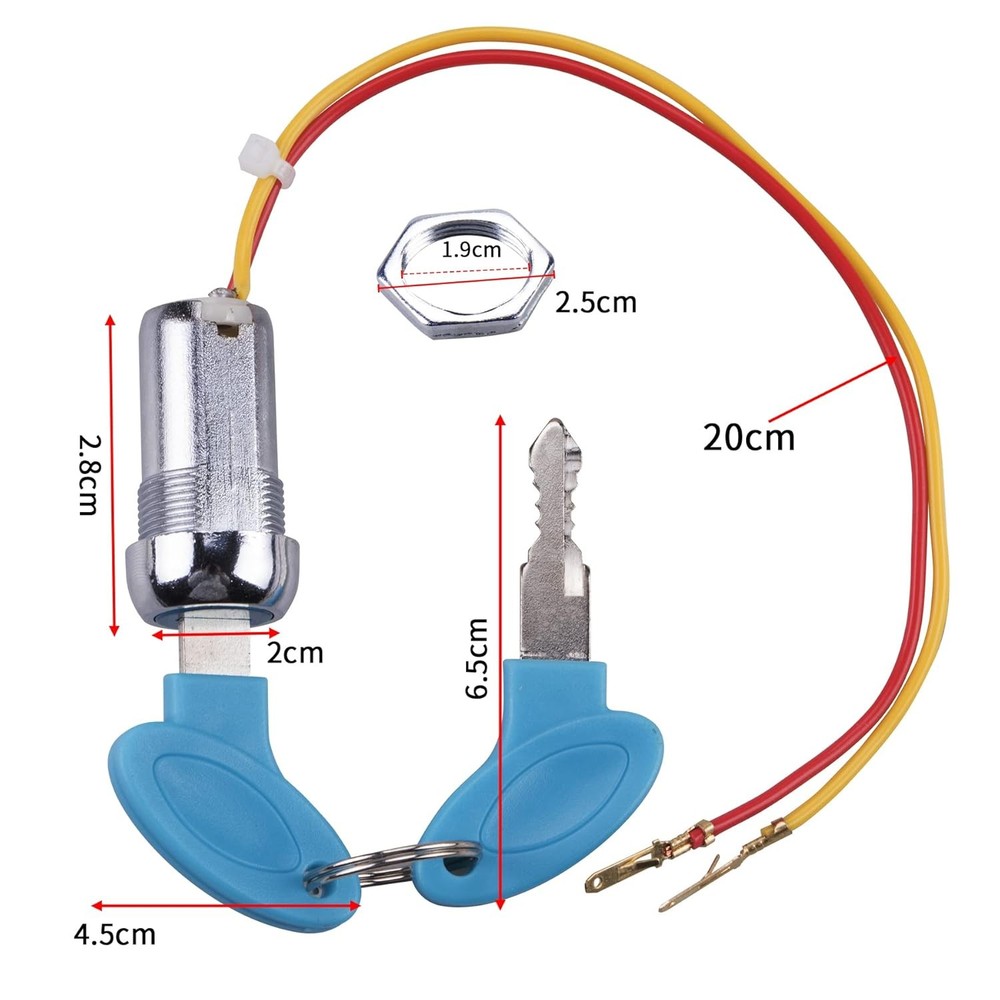 2 Pack 2 Wires Ignition Switch Key Starter with 4 Keys ​On-Off Silver