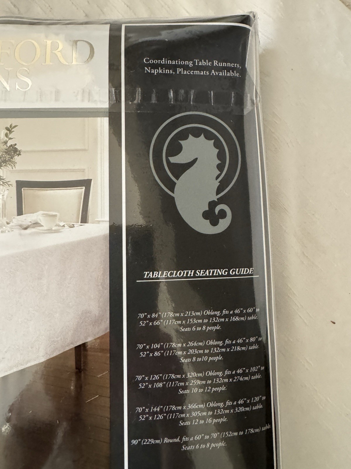 $70 NEW PEARL CHELSEA WATERFORD LINENS TABLECLOTH Oblong 70”x104” 8 To 10 Seats