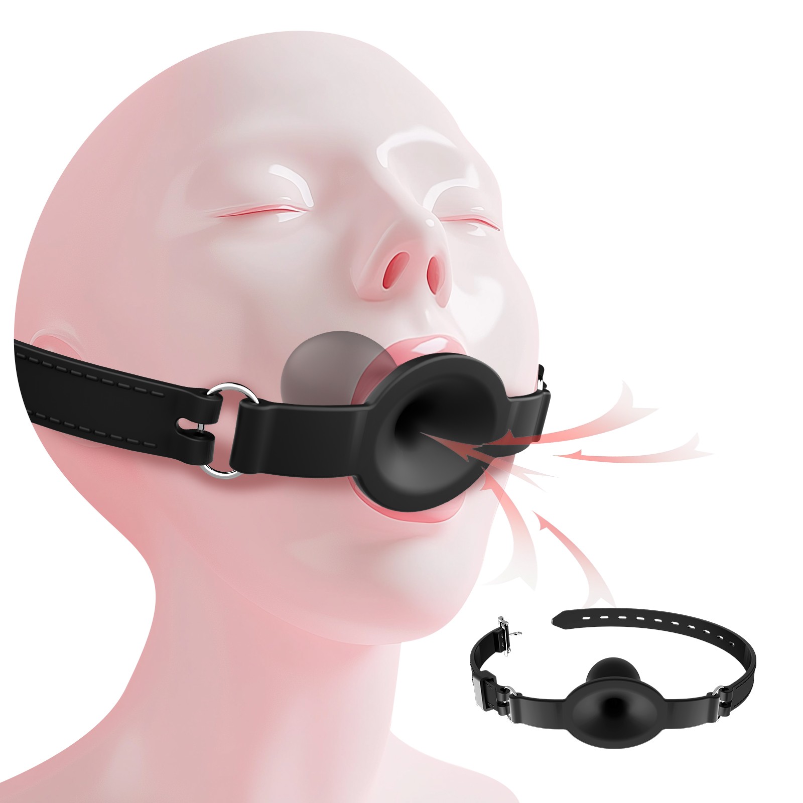 New Silicone Mouth Gag Breathable Ball BDSM Adjustable Belt Mouth for Couple