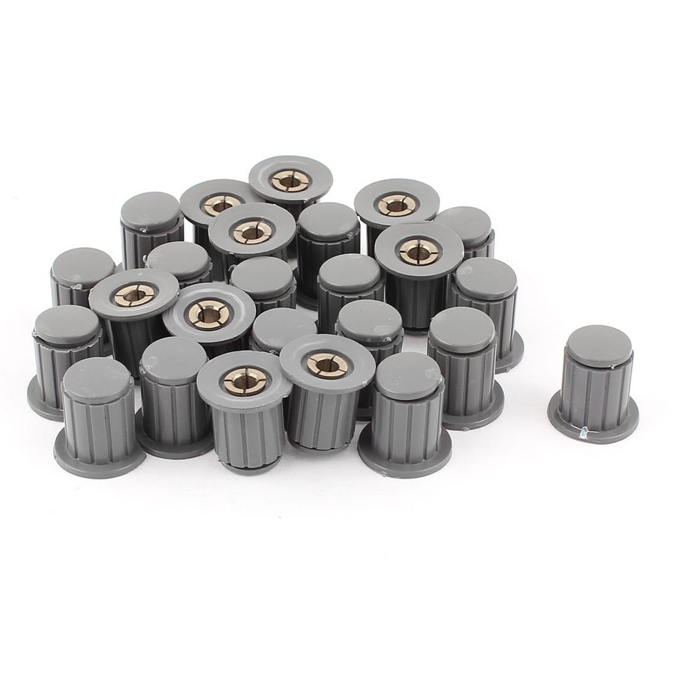 25 Pcs 4mm Shaft Insert Dia Brass Tone Core Potentiometer Control Knobs