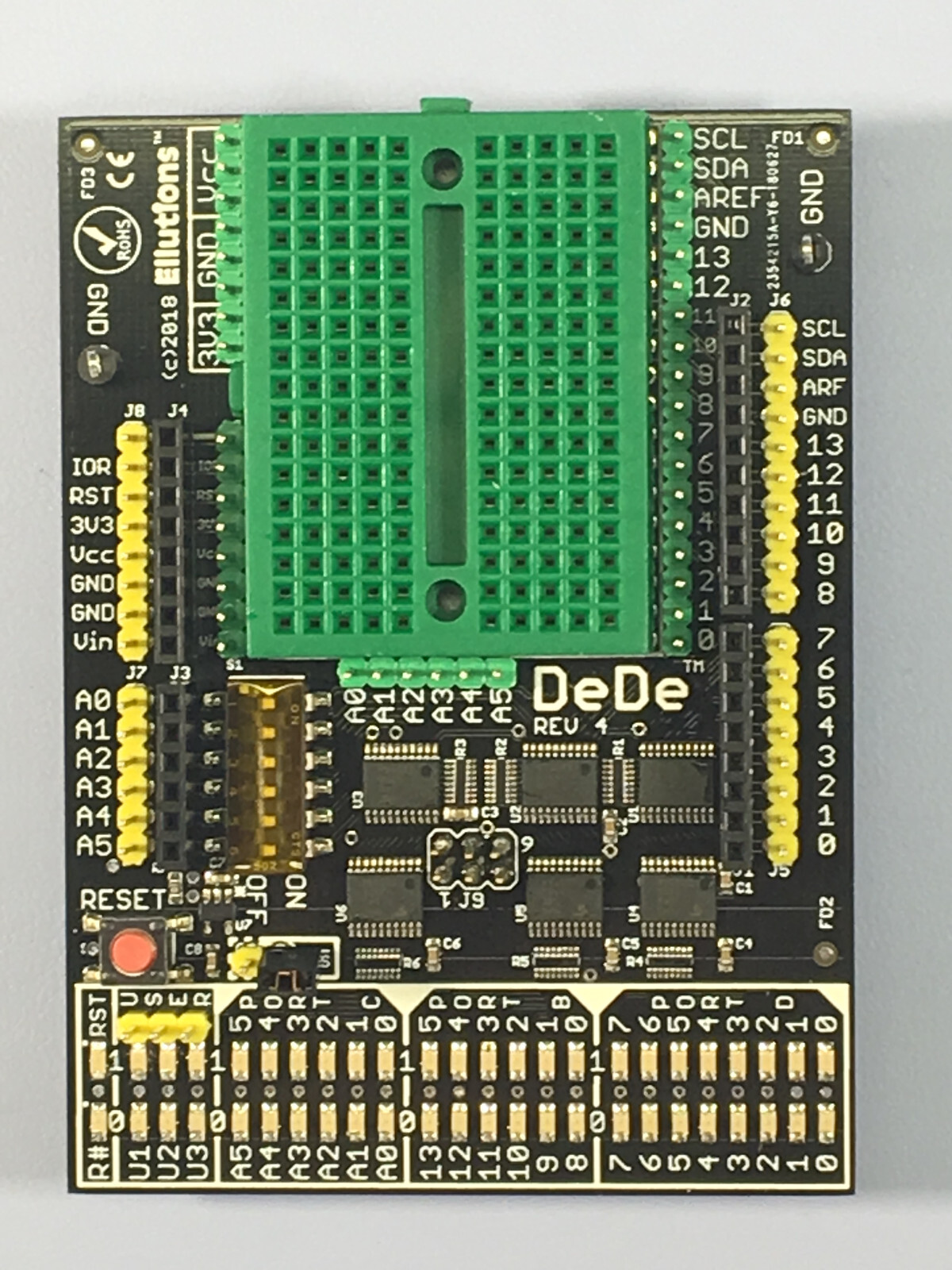 DeDe DEbug & DEvelopment Shield for Arduino UNOs & Compatibles