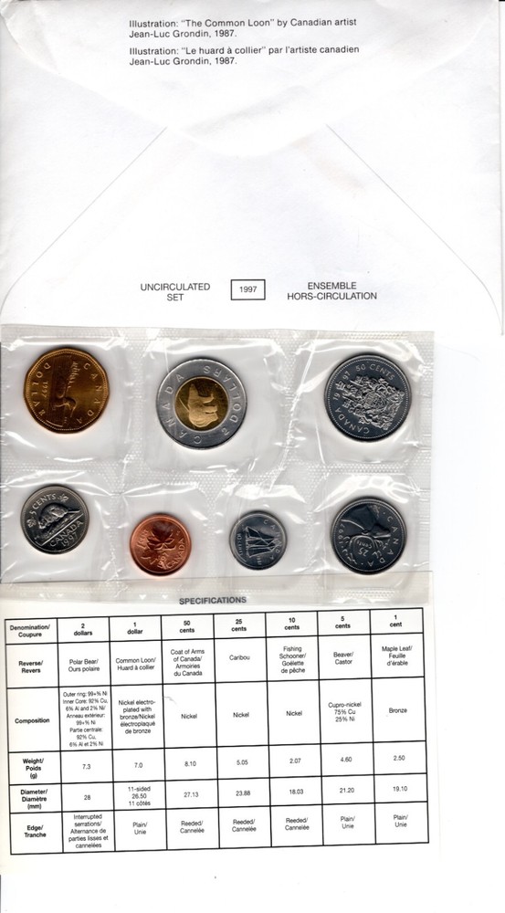 CANADA 1997 UNCIRCULATED MINT COIN SET