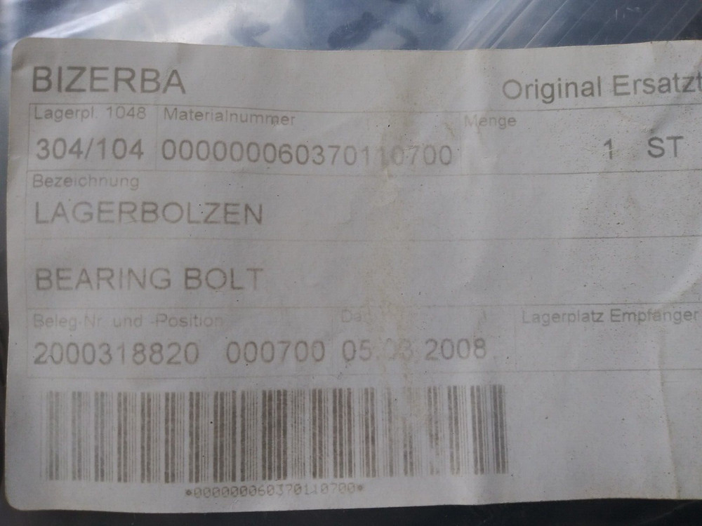 Bizerba 000000060370110700 Bearing Bolt