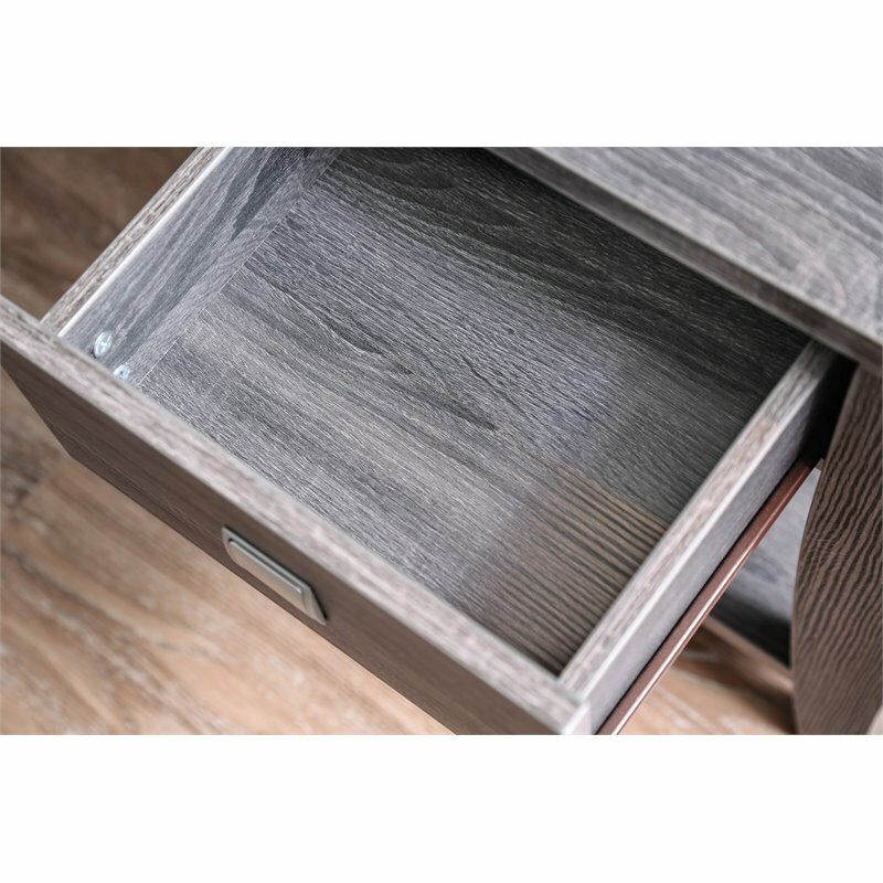 Bowery Hill Transitional Wood Storage End Table in Gray