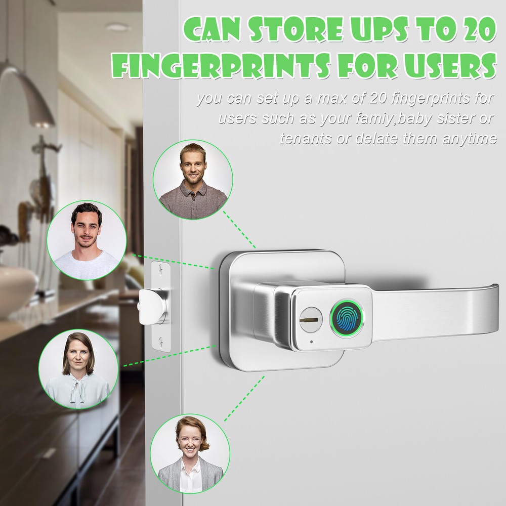 Fingerprint Smart Door Lock with Handle Biometric Electronic Deadbolt Bluetooth