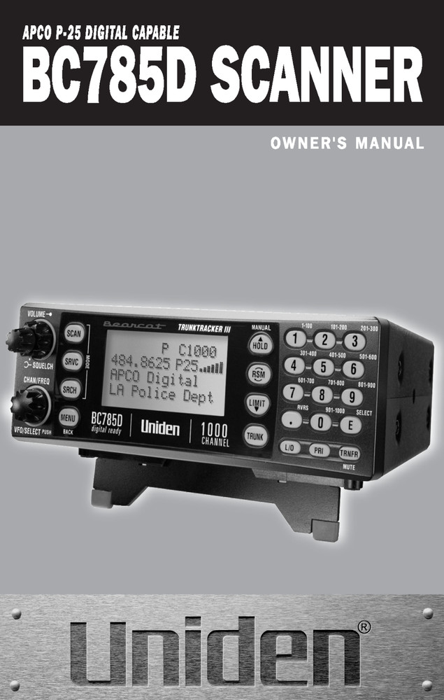 Uniden Bearcat BC785D Instructions Operating Manual User Guide COIL BOUND