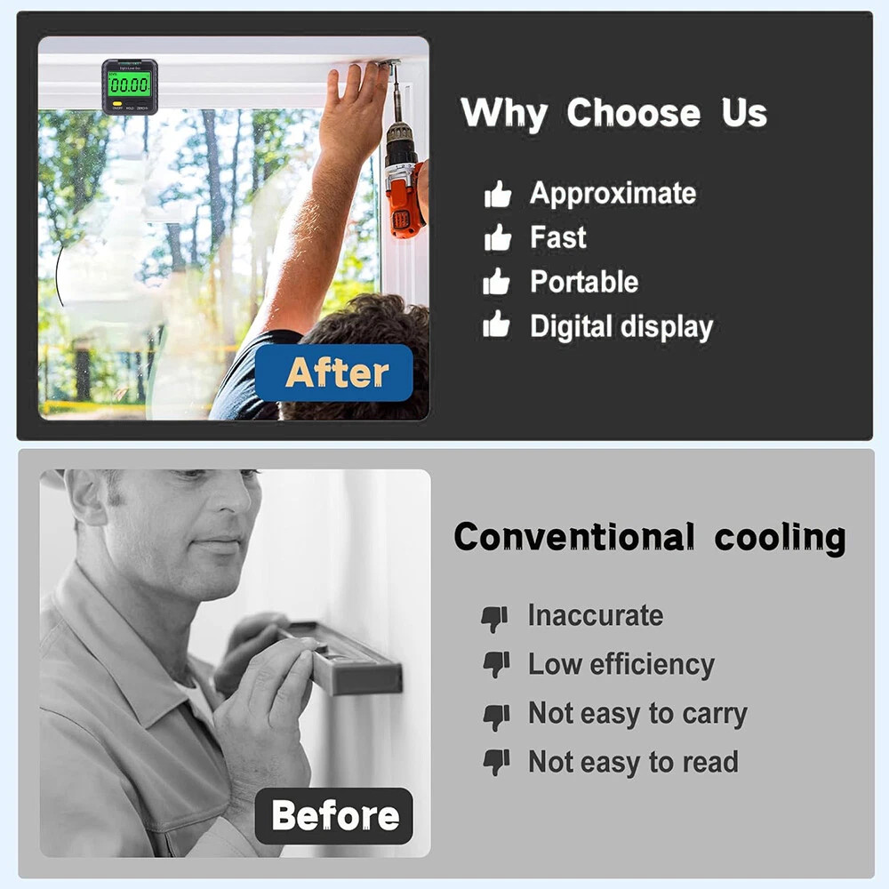 Magnetic Digital Protractor Tool – 360° Level Angle Finder LCD