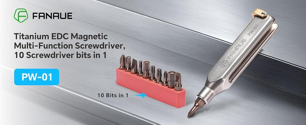 Titanium Small EDC Multi Bit Poet Screwdriver, Profal Grade