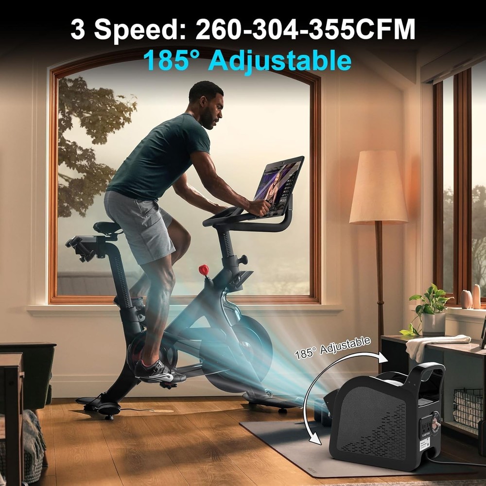 Durable Adjustable Floor Fan with AC Outlets - 355 CFM Power for Quick Drying
