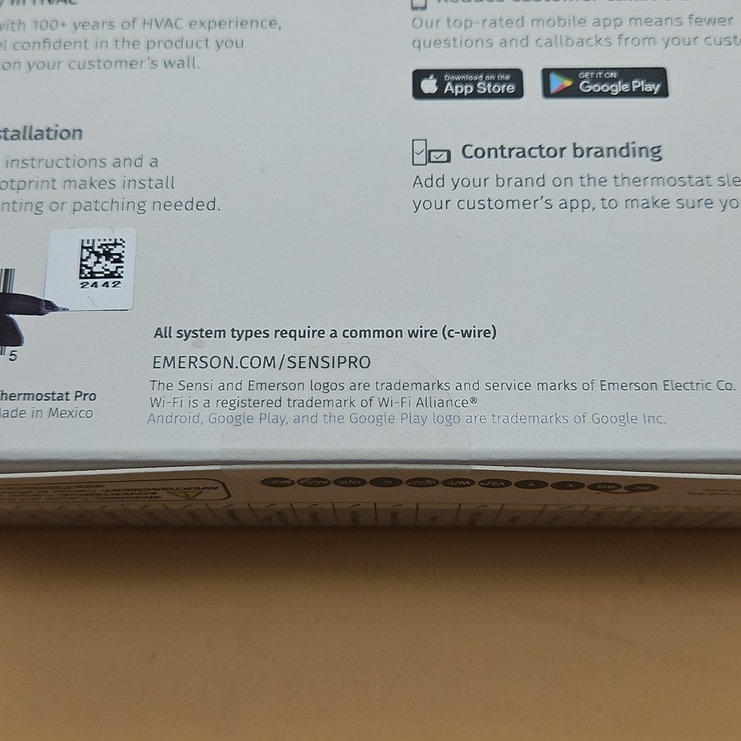 Sensi Touch 2 Wi-Fi Smart Thermostat Pro Touchscreen 1F96U-42WFB Black Emerson