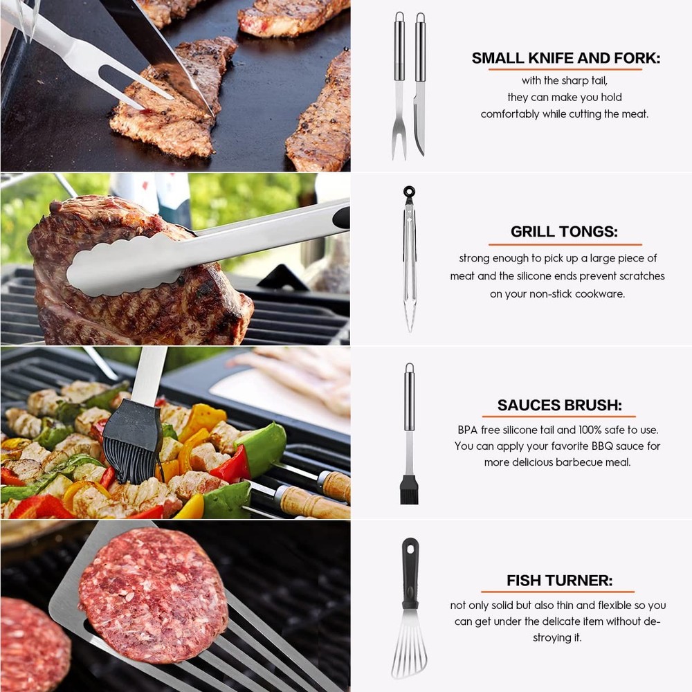 Griddle Accessories Kit, 144 Pcs Grill Tools Set for Silver
