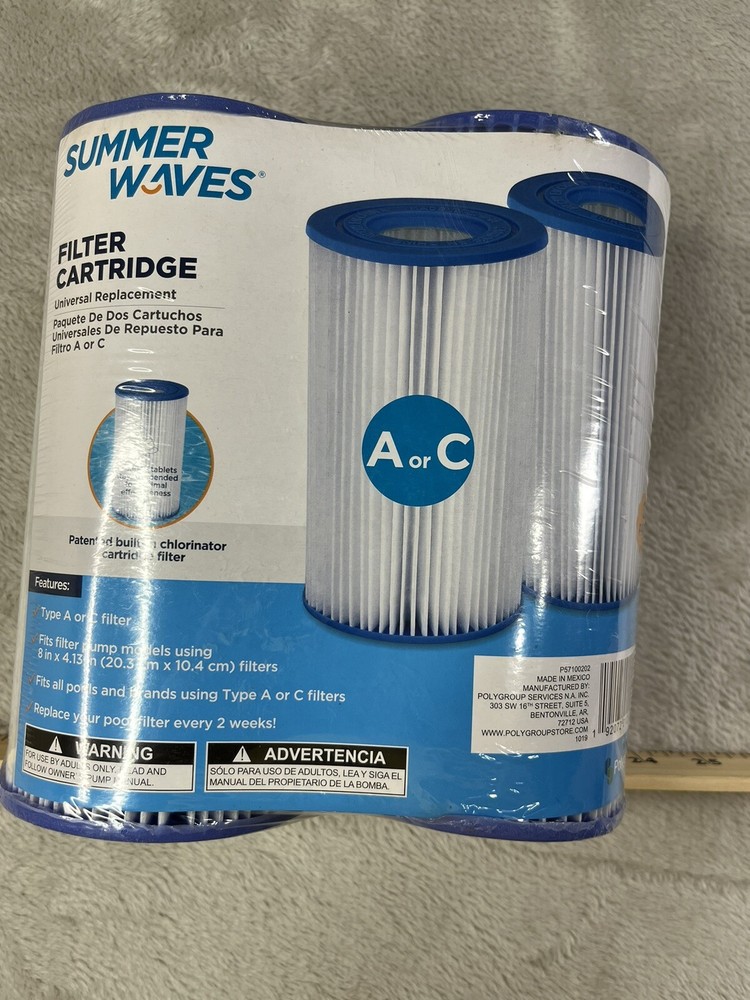 Summer Waves A or C Filter Cartridge Universal 2 pack Pool Filter