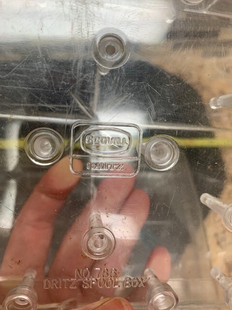 Mid Century DRITZ Spool Thread Sewing Box No. 786 Clear Plastic