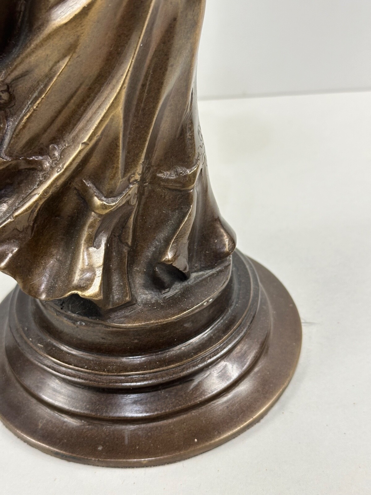 Vintage Victorian Lady Bronze Brass Statue Sculpture Holding Fan 13" High