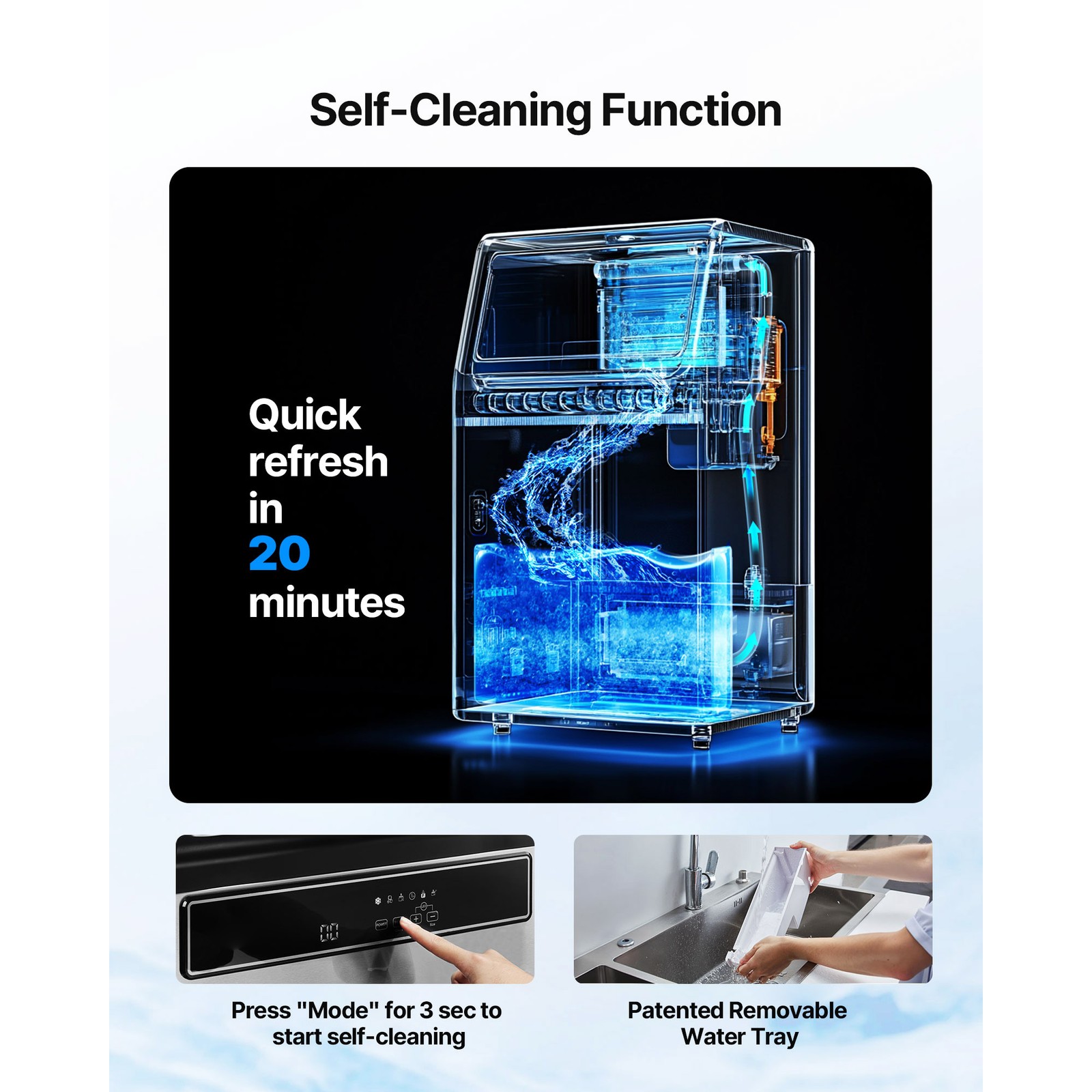 Uimoso 130Lbs Commercial Ice Maker Bar Restaurant Ice Cube Machine 33Lb Storage