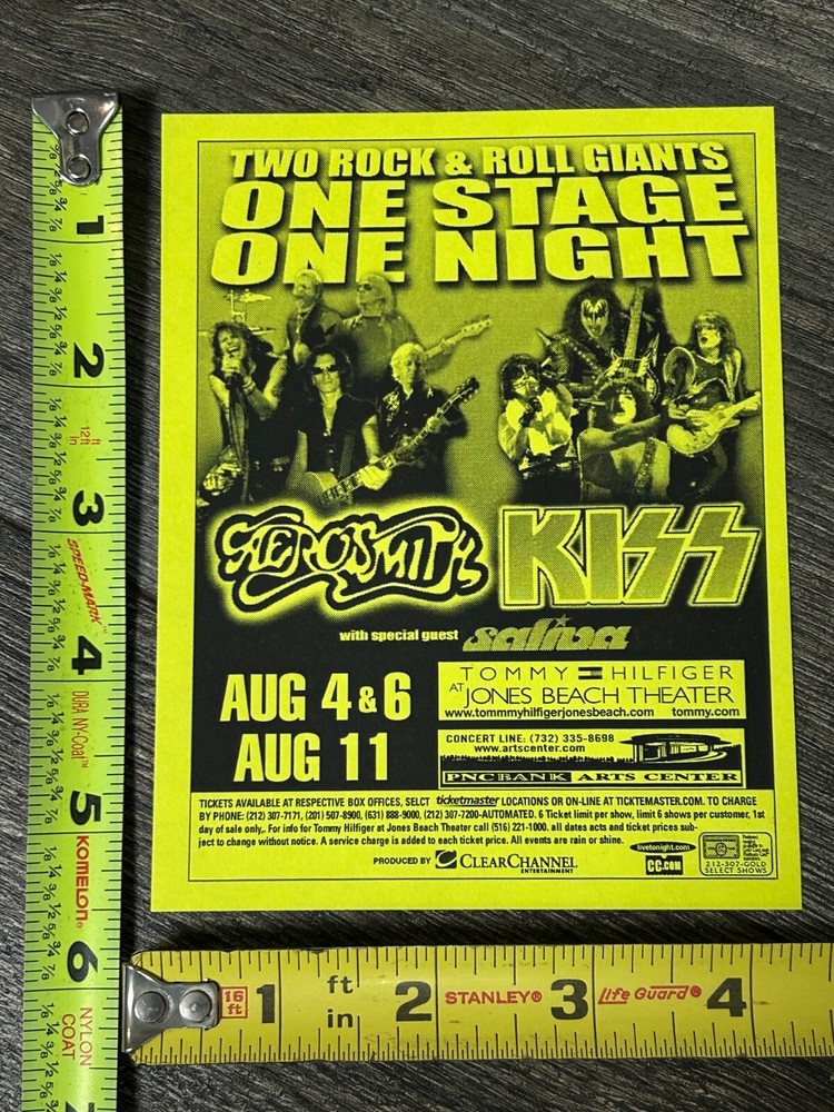KISS Aerosmith Ad Concert Flyer Handbill 2003 Jones Beach NY + PNC NJ Vintage