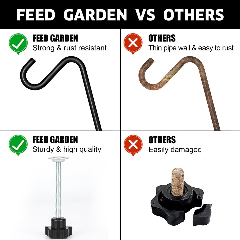 2 Pack 14 Inch Deck Hook,Solid Steel Deck Hangers for Bird Feeders,Lanterns, Flo