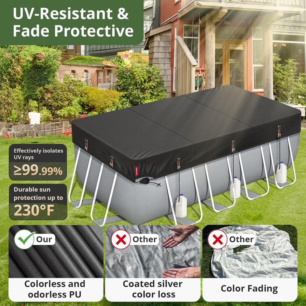 Winter Rectangular Pool Cover for 8x16 Ft Bestway/Intex/Coleman Frame Rectang...