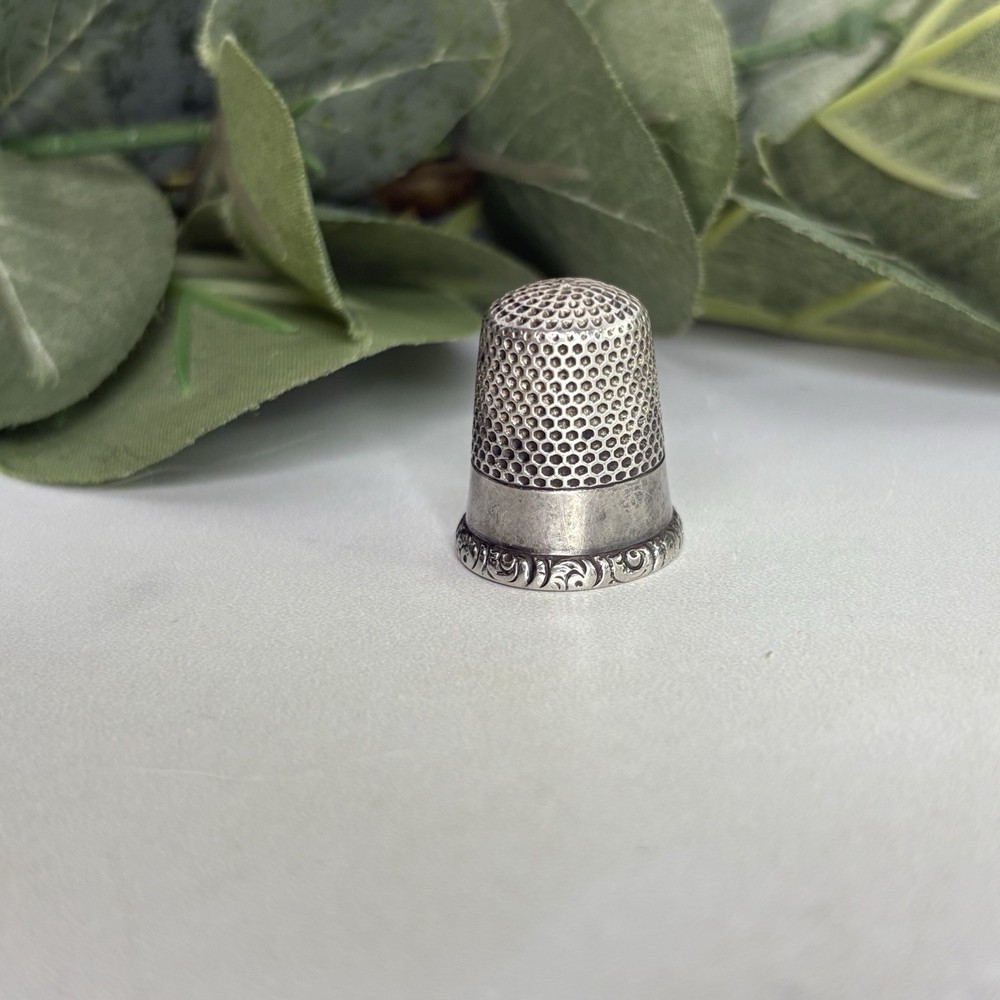 Antique Ketcham & McDougall Sterling Silver MKD Etched Pattern Thimble Vintage