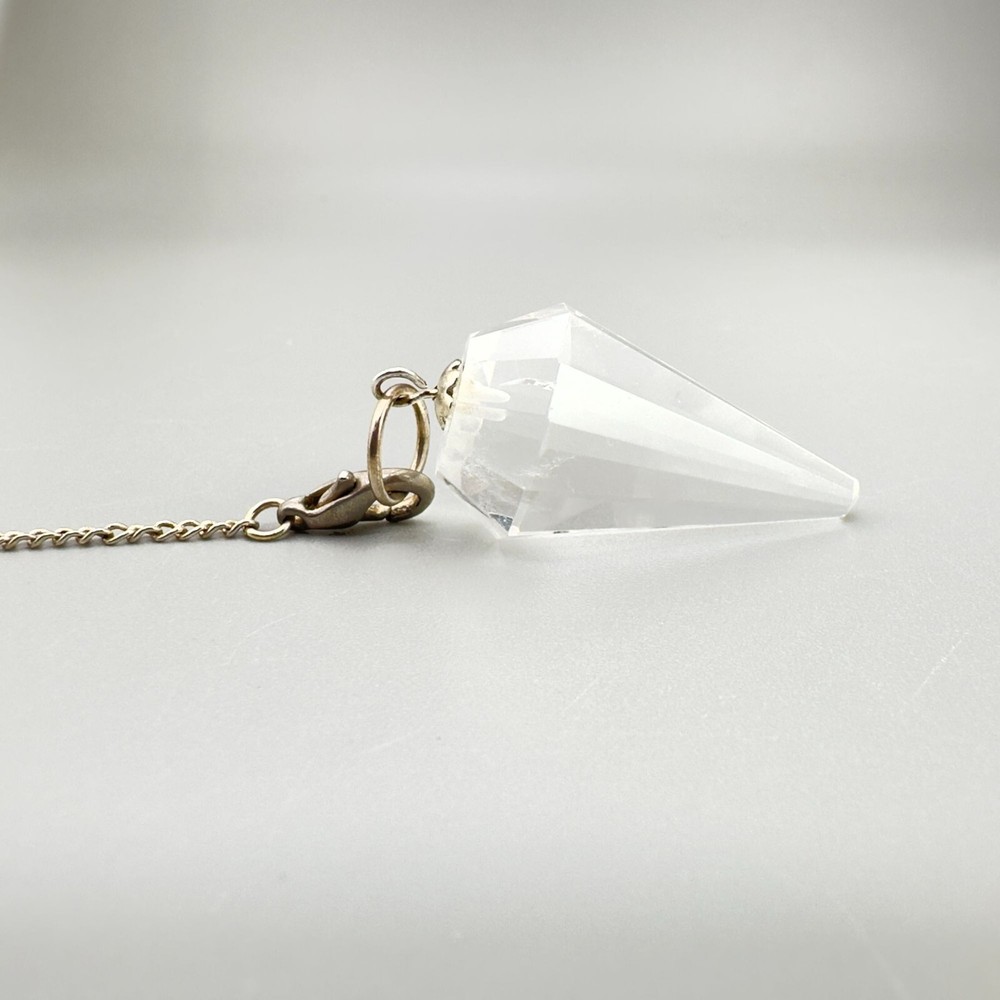 Faceted Clear Quartz Point Pendulum Divination Dowsing Healing Reiki