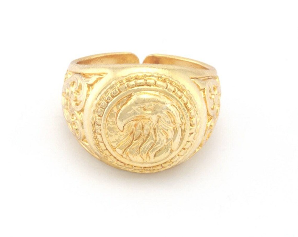 Eagle Wild Life Ring Adjustable Raw Brass,Antique Silver,Shiny Gold-silver 4792