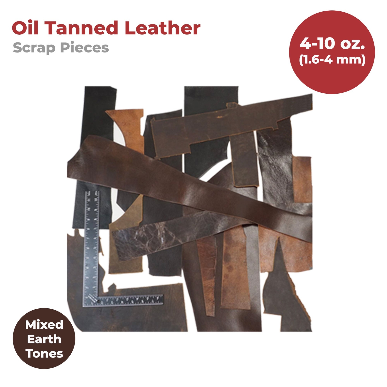 ELW Vegetable & OilTanned Leather Scraps 2-15 oz (1.4-6mm) 1-30 lb Sizes