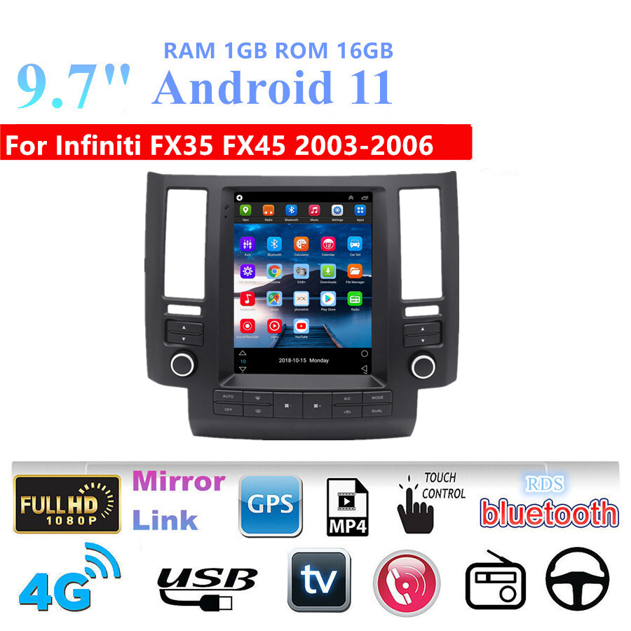 9.7" Android 11 Stereo Radio Head Unit Navi GPS For Infiniti FX35 FX45 2003-2006