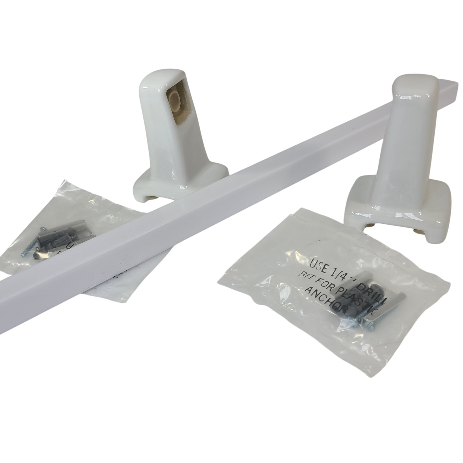 Vintage White Ceramic Towel Bar Rod Rack Post Holders Bracket Screw in Drywall