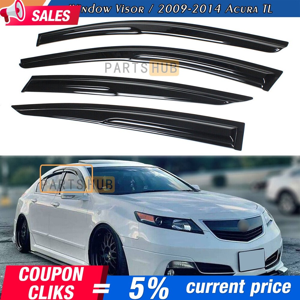 For 2009-2014 Acura TL JDM Mugen Style Window Visor Vent Rain Guards Deflector