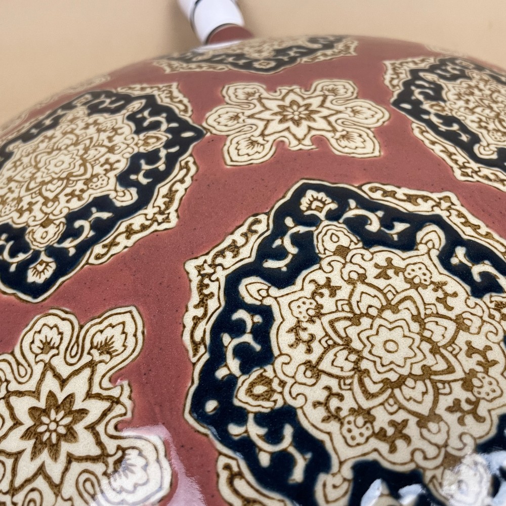 Hand Painted Ceramic Lamp Light Bedside Table Pattern Large Statement Patterned