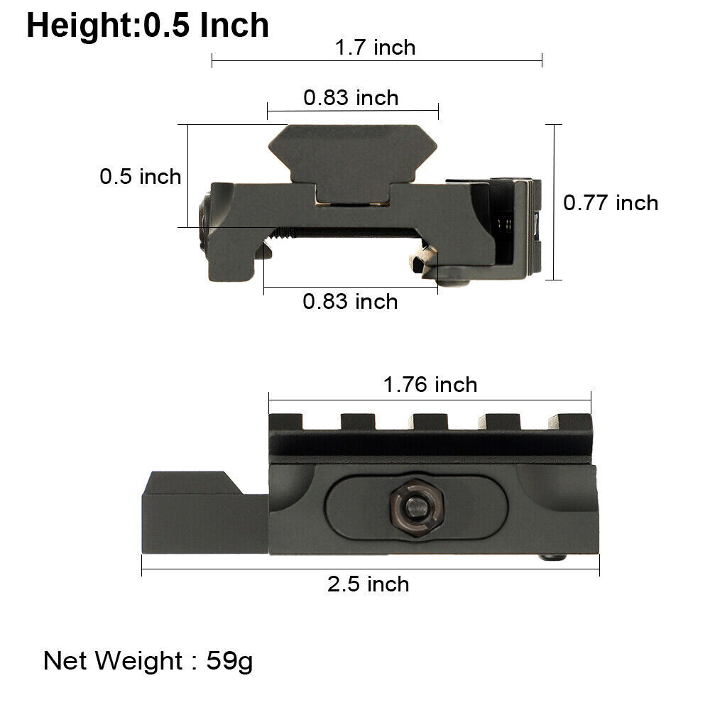 QD Quick Release 0.5" Riser Mount Red Dot Scope Riser Mount 20mm Picatinny Rail