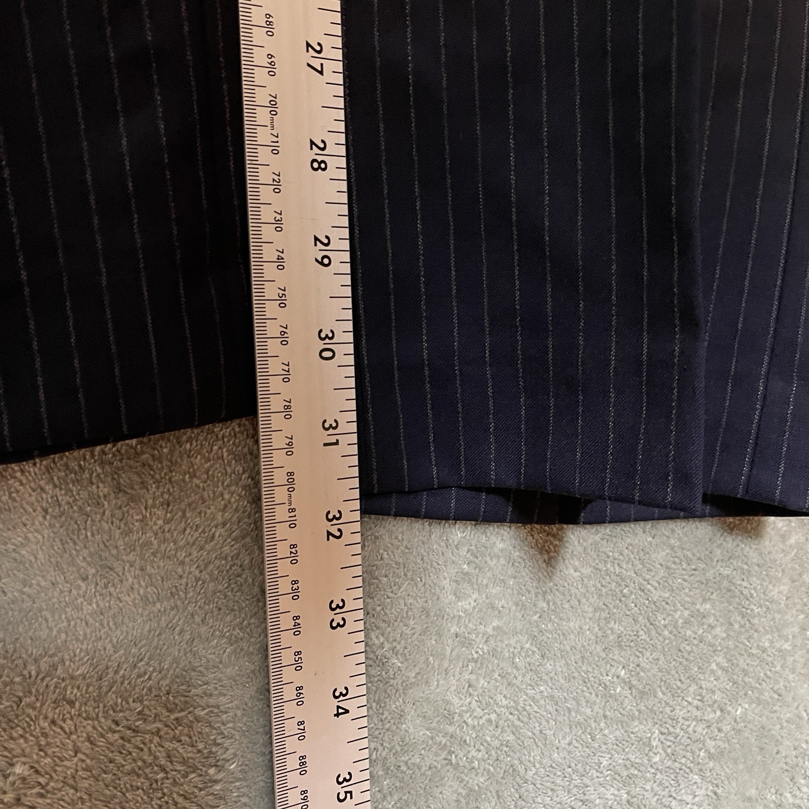 Michael Kors Malone Pinstripe Dress Pant Navy Blue Stretch Wool Blend Classic