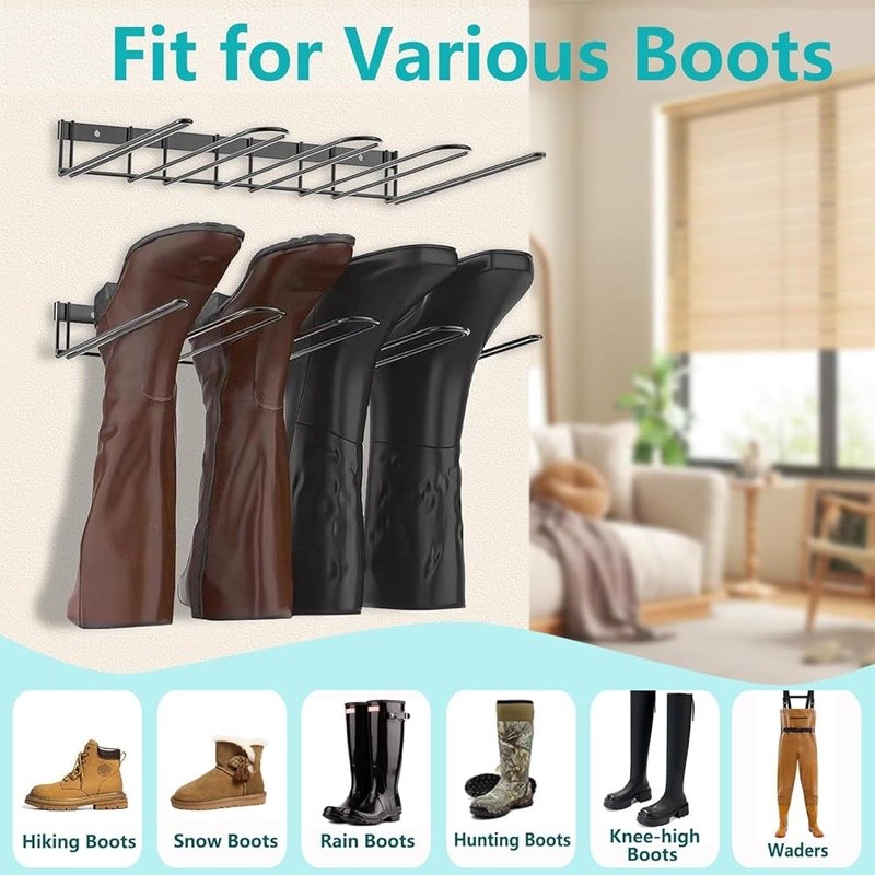 Wall Mounted Boot Rack Space Saving Heavy Duty Quick Drying Rust Proof Storage