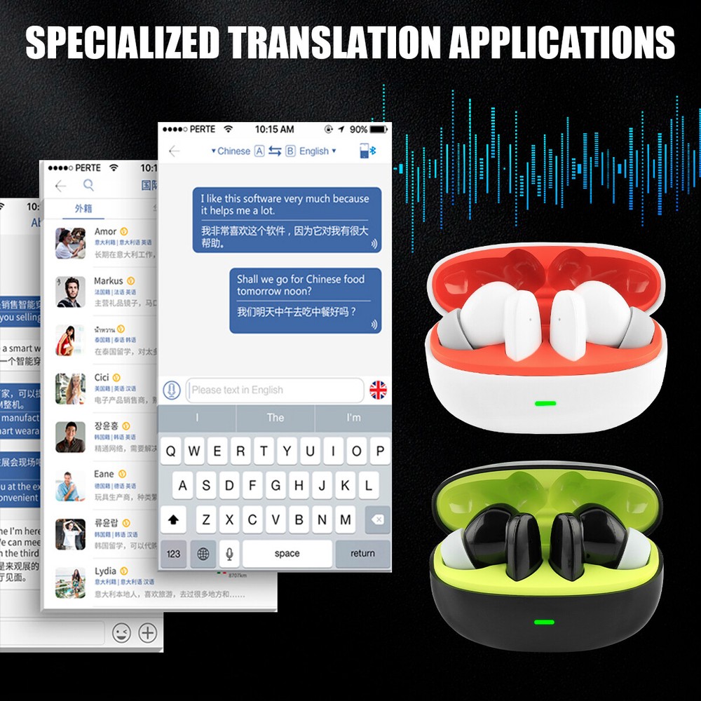 Wireless Bluetooth Translator Earbuds Real Time Translator Device 144 Languages