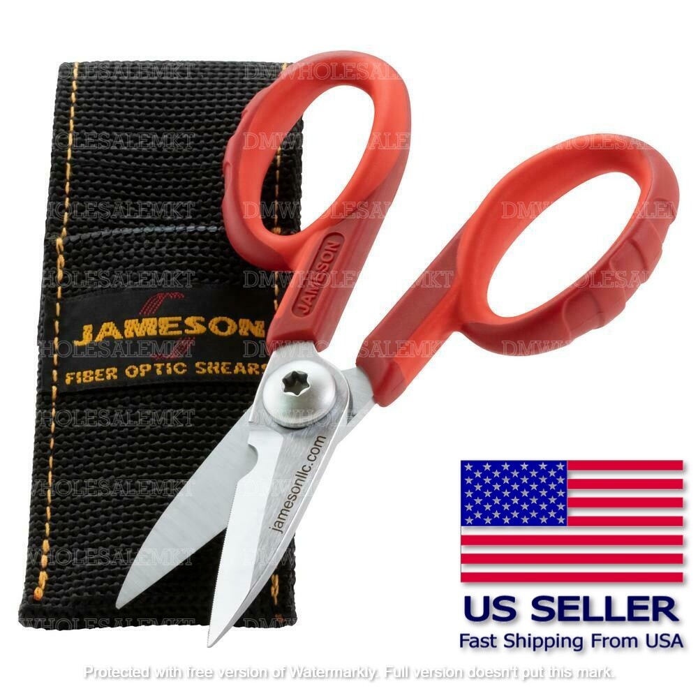 Jameson Fiber Optic Electrician Scissors Shears with Sheath Part 32-60 5-1/2 In.