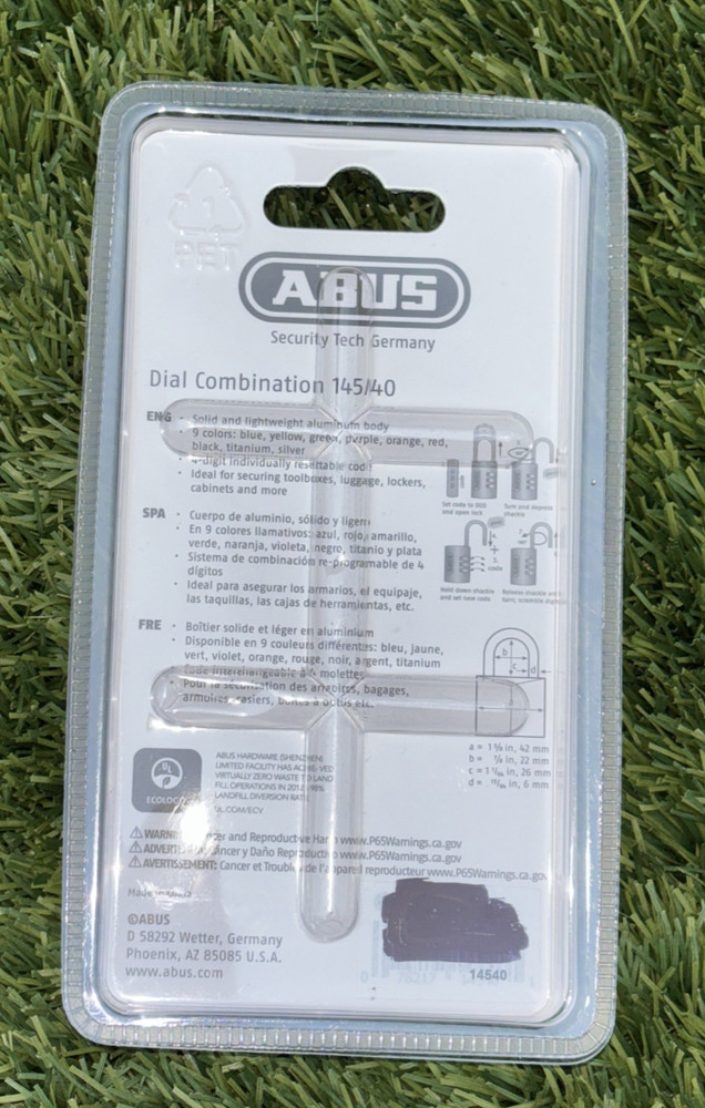 Abus 145/40 Dial Combination Padlock, Black