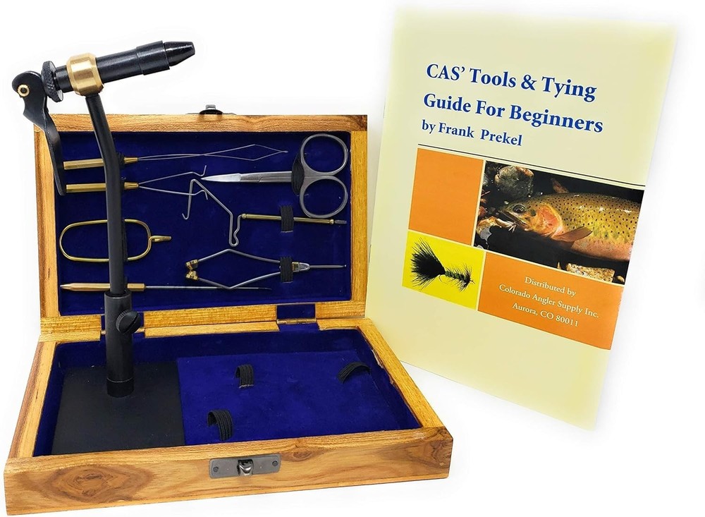 Versatile Fly Tying Complete Kit with Wooden Storage - Bobbin, Scissors & More