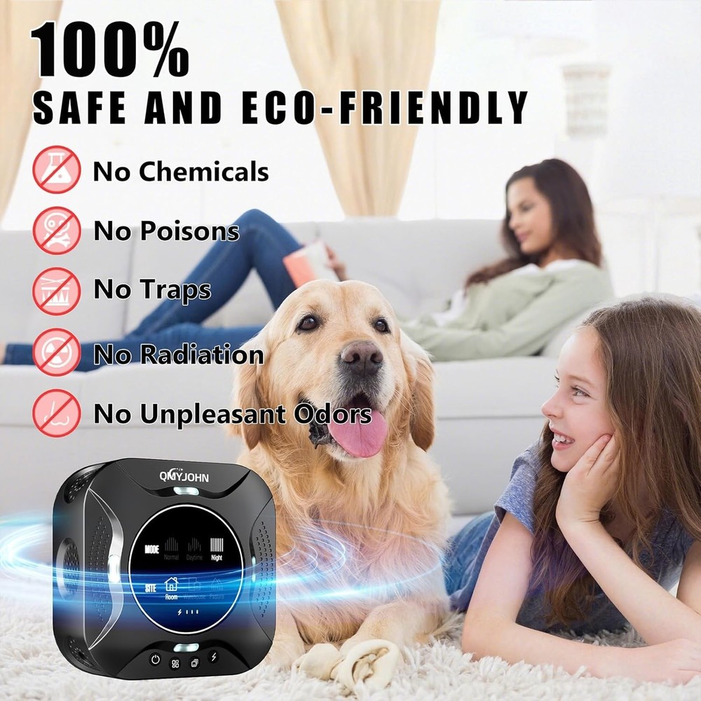 LED Display-Ultrasonic Pest Repeller with LED Strobe Light Multi-Mode - NEW