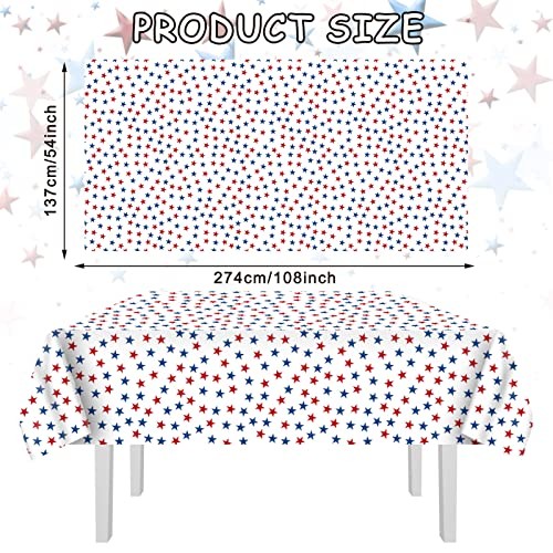 3 Packs Patriotic Plastic Tablecloth Rectangular Disposable Stars Table