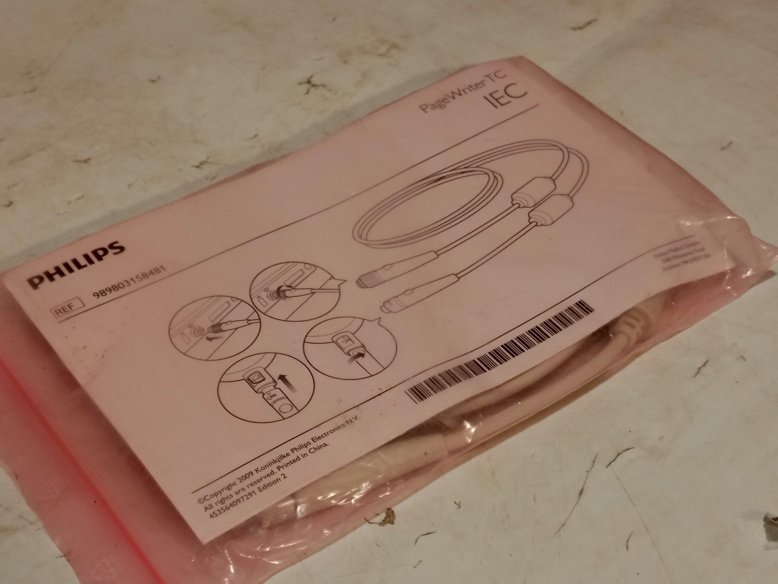 Philips 989803158481 PageWriter TC IEC patient data cable assembly, orig. bag
