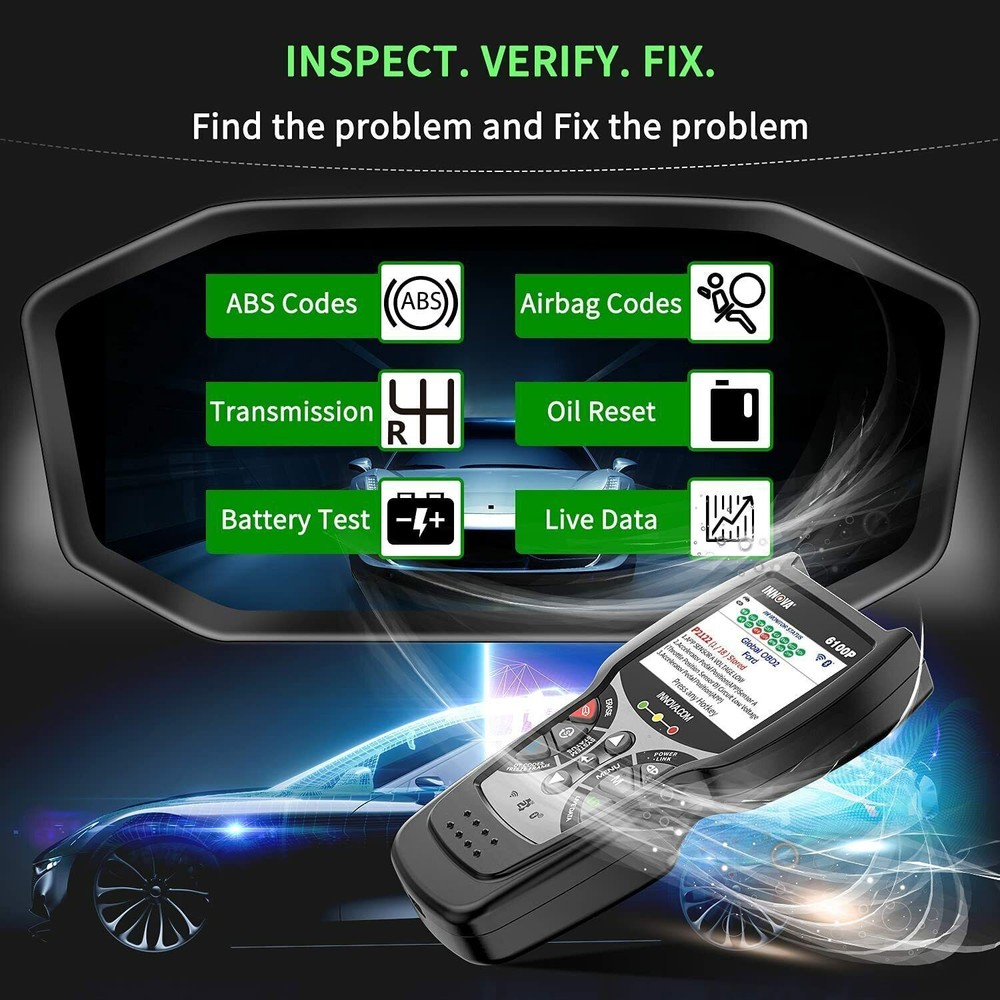 INNOVA 6100P OBD2 Scanner ABS SRS Diagnostic Code Reader Battery Test Oil Reset