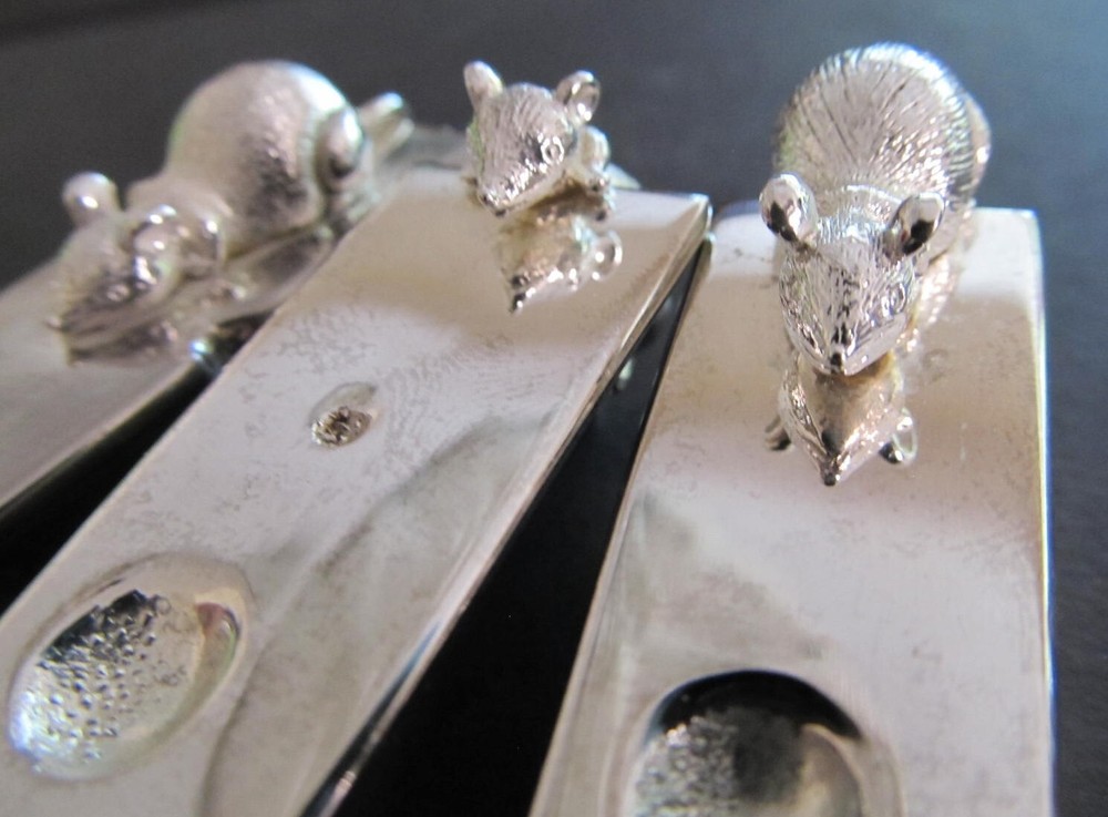 Mouse and Cheese Serving Set - Silverplated, 3-pc